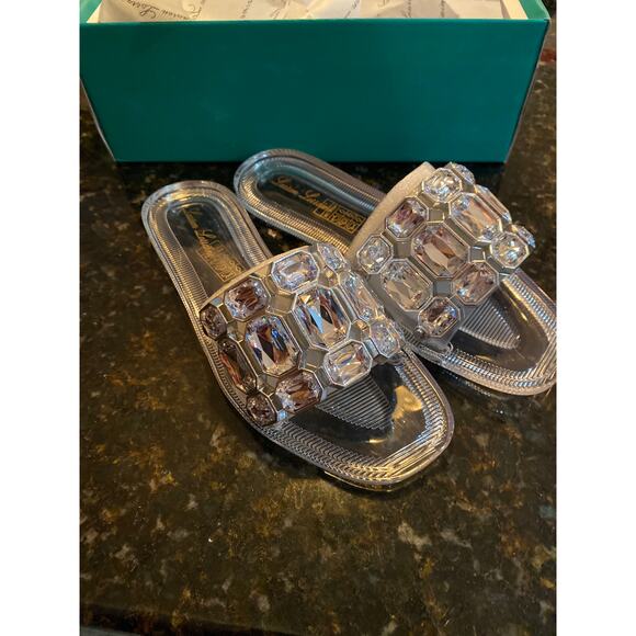 Lauren Lorraine Shoes - Brand New Lauren Lorraine Women's Size 6 Clear Stone Flat Jewel Sandals Slip On